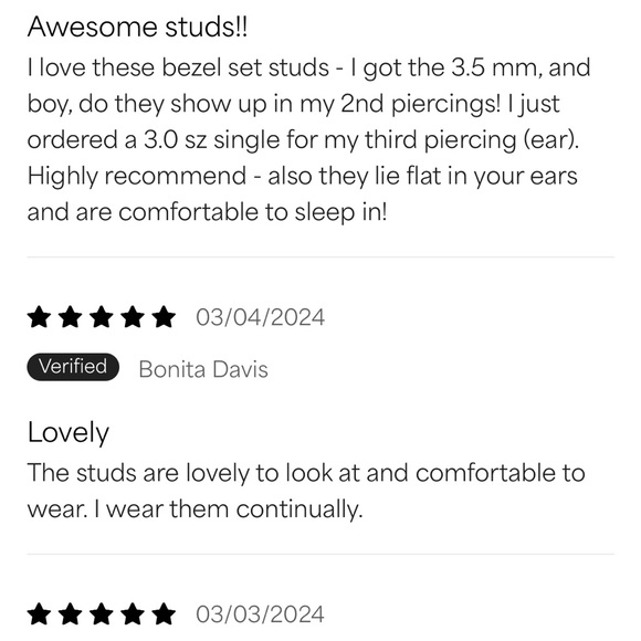 Gold Stud Earrings with Clear Gemstone - Picture 3 of 4